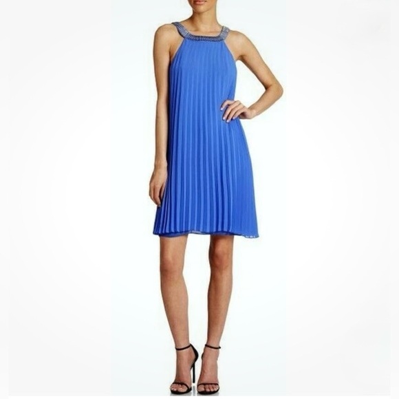 Laundry By Shelli Segal Dresses & Skirts - Laundry by Shelli Segal Dazzling Blue Pleated Halter Dress, Size 6 (NWT)